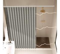 AJAZZ, Magnetic Folding Shower Curtains, Fabric Polyester Material, Shower Curtain Hook, Waterproof Shower Curtain, Suitable for Family, Hotel, Homestay，(Grey,77" W x 72" L) 1 Panel