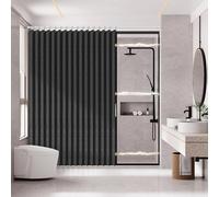 AJAZZ, Magnetic Folding Shower Curtains, Fabric Polyester Material, Shower Curtain Hook, Waterproof Shower Curtain, Suitable for Family, Hotel, Homestay，(Black,77" W x 72" L) 1 Panel