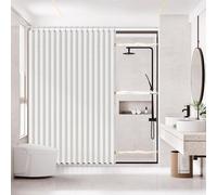 AJAZZ, Magnetic Folding Shower Curtains, Fabric Polyester Material, Shower Curtain Hook, Waterproof Shower Curtain, Suitable for Family, Hotel, Homestay，(White,77" W x 72" L) 1 Panel