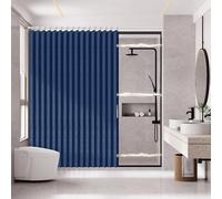 AJAZZ, Magnetic Folding Shower Curtains, Fabric Polyester Material, Shower Curtain Hook, Waterproof Shower Curtain, Suitable for Family, Hotel, Homestay，(Dark Blue,77" W x 72" L) 1 Panel