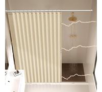 AJAZZ, Magnetic Folding Shower Curtains, Fabric Polyester Material, Shower Curtain Hook, Waterproof Shower Curtain, Suitable for Family, Hotel, Homestay，(Beige,77" W x 72" L) 1 Panel