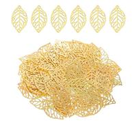 Ajcotahm 100Pcs Gold Leaf Charms for Jewelry Making, Hollow Fall Leaves Pendants Vintage Metal Leaf Pieces Necklace Bracelet Earring DIY Crafting Project