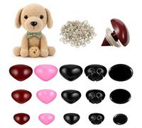 Ajcotahm 150 Pcs Safety Noses for Crochet Toys, Plastic Animal Safety Noses with Washers Pink Brown Black Doll Making Accessories for Craft Doll Puppet Plush Teddy Bear Stuffed Animals