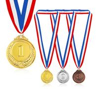 Ajcotahm 1st 2nd 3rd Medals 3PCS Gold Silver Bronze Award Medals with Neck Ribbon Olympic Style Winner Awards for School Sports Meeting Competitions Celebration Souvenir