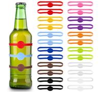 Ajcotahm 24 Pcs Silicone Drink Markers, Stretchable Wine Glass Marker Bands Drink Identifiers Labels for Bar Party Cocktail Glass Beer Bottle Mug Jar Champagne Stem Glasses
