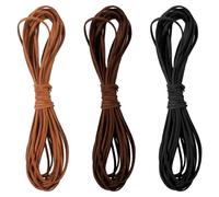 Ajcotahm 3 Rolls Thin Leather String, Flat Suede Cord, Leather Shoe Laces for Boots, Faux Leather Braiding Rope for Jewelry Making Necklace Bracelet Art Crafts Beading