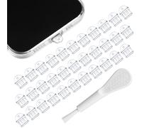 Ajcotahm 50 Pcs USB C Dust Plug, Anti Dust USB C Charging Port Cover with Cleaning Brush Clear Silicone Type-C Dusts Protectors Stopper for Cell Phones Earphones Laptops Accessories