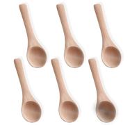 Ajcotahm 6PCS Small Wooden Spoons, 3.94 Inch Mini Wooden Teaspoons for Honey, Sugar, Spice Jars, Coffee, Jam, Condiments, Ideal Kitchen Gift (Wood Color)