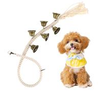 Ajcotahm Effective Dog Potty Training Bell, Handwoven Cotton Dog Doorbell, Adjustable Hanging Rope, Simple Training with 6 Loud Bells for Puppy Dogs to Ring to Go Outside (Beige)