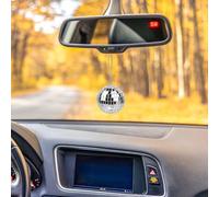 Ajcotahm Mirror Disco Ball Hanging, Disco Ball Car Accessory Car Mirror Hanging Ornament Silver Bling Charm (2.36 Inch)