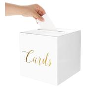 Ajcotahm Wedding Card Box Gold Foil Card Box with Cards Raffle Ticket & Money Boxes for Wedding Reception Anniversary Party Graduation Birthday Baby Shower Decorations (White)