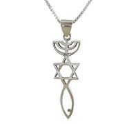 AJDesign Sterling Silver Messianic Seal Pendant Spiritual Religious Jewelry Grafted Necklace Pendant with Chain, Sterling Silver