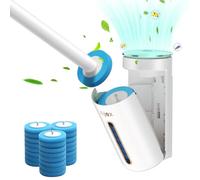 Ajex Disposable Toilet Brush,Toilet Brush System Toilet Wand Kit with 24pcs Replacable Brush Head Disc&Aromatherapy,Scents Wall Toilet Wand Kit with Holder/Storage Caddy for Bathroom Cleaning