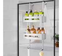 Ajex Shower Caddy Hanging,Over Door Shelf Storage with 2 Tier Rack Hanging, No Drilling Good Material Shower Shelf Bathroom Organizer,Storage Rack for Shampoo and Gel