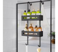 Ajex Shower Caddy Hanging,Over Door Shelf Storage with 2 Tier Rack Hanging, No Drilling Good Material Shower Shelf Bathroom Organizer,Storage Rack for Shampoo and Gel (Black)