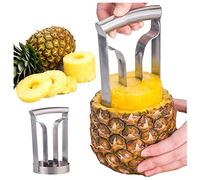AJEYPMZ Pineapple Corer and Eye Peelers Two-Piece Set, Two Stainless Steel Draw Out Pineapple Meat Slicer Cutter,Silver2,2pcs