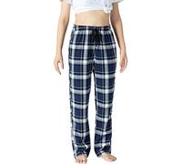 AjezMax Ladies Checked Lounge Pants Trousers Pyjamas Bottoms Cotton Fleece Brushed Sleepwear Loungewear S59 Size S
