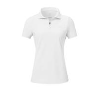 AjezMax Women Golf Polo Shirts Short-Sleeve Half Zip Moisture Wicking Breathable Casual Sports Work Polo T-Shirts White S