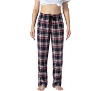 AjezMax Women Pyjama Bottoms 100% Cotton Checked Fleece Plaid Pajama Loungewear Nightwear Pants S57 Size XL