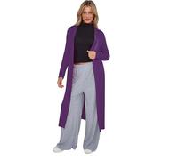 AJFASHION Ladies Maxi Plus Size Long Cardigans for Women UK Plus Size New Collared Top Long Full Sleeve Floaty Women's Ladies Cardigans Coatigans UK Sizes 8-26 Purple