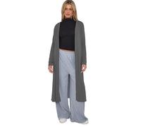 AJFASHION Ladies Maxi Plus Size Long Cardigans for Women UK Plus Size New Collared Top Long Full Sleeve Floaty Women's Ladies Cardigans Coatigans UK Sizes 8-26 Charcoal