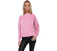 AJFASHION Women Baggy Jumpers New Ladies Crew Neck Knitted Long Sleeve Chunky Sweater Jumper Winter Top Baby Pink