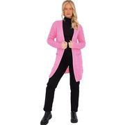 AJFASHION Women's Cardigans Ladies New Crochet Knitted Oversized Jumpers Open Front Long Sleeve Top with Pockets Baby Pink UK Plus Size 20/22