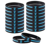 AJFHKJ 18Pcs Prostate Cancer Awareness Bracelets Light Blue Ribbon Silicone Wristband for Men Women Men's Health ALS Thyroid Lymphedema Cancer Awareness Bracelet for Men Event Support Favor Gifts
