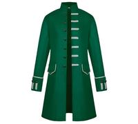 AJGEGJE Steampunk Vintage Coat Men, Medieval Gothic Tailcoat Frock, Victorian Renaissance Halloween Adult Tailcoat (Green, XXL)