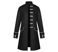 AJGEGJE Steampunk Vintage Coat Men, Medieval Gothic Tailcoat Frock, Victorian Renaissance Halloween Adult Tailcoat (Black-2, S)