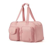 aji Travel Duffle Bag Expandable Gym Bag with Wet Pocket Cabin Bag Water Resistant Carry On Bag for Women Men, Holdall Weekend Overnight Hospital Bag Shoulder Strap & Trolley Sleeve Boston Bag (Pink)