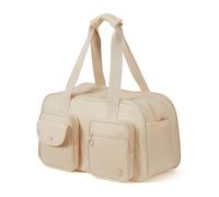 aji Travel Duffle Bag Expandable Gym Bag with Wet Pocket Cabin Bag Water Resistant Carry On Bag for Women Men, Holdall Weekend Overnight Hospital Bag with Trolley Sleeve Boston Bag (Apricot)