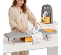 AJIEQAQ Folding Mini Ironing Board with Integrated Iron Compartment, Space-Saving Ironing Board for Small Spaces, Carbon Steel, 84 x 33 x 12 cm, Grey