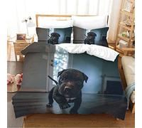 AJIGEN King Size Duvet Cover Grey Staffordshire Bull Terrier Ultra Soft Easy Care Microfiber King Size Bedding with 2 Pillow Cases 50x75cm - Fluffy Luxury Design -Cosy Warm Bedding With zipper