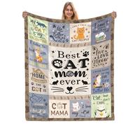 AJIIUSV Cat Mom Gifts for Women, Cat Blanket, Grey, 50x60 Inch, Flannel, Throw Blanket