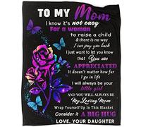 AJIIUSV Mom Gifts Blanket for Mom from Daughter Mothers Day Gift, Black Floral 50"x60" Throw Blanket