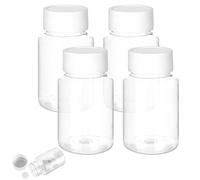 AJinacious Plastic Medicine Bottle, 4Pcs Travel Pill Box Organiser, 80ml Empty Medicine Organizers Plastic Dispenser Jar Powder Storage to Hold Vitamins, Cod Liver Oil, Supplements and Medication