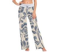 AJINGA Classical Luxury Old Fashioned Flower Pajama Pants Casual Stretch Pant Drawstring Palazzo Lounge Pants Wide Leg
