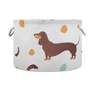AJINGA Collapsible Oval Storage Basket Fabric Toy Chest Organizer, Sausage Modern Dog Laundry Basket with drawstrings for Kids