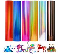 AJINGHTV Holographic Plotter Film Textile Vinyl Film 6 Colours 30.5 x 25 cm PU Transfer Film Plotter Flex Film for Textiles Transfer Film for Iron-On DIY T-Shirt, Fabrics