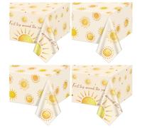 AJINXIN 4 Pack Boho Sun Tablecloths - First Trip Around The Sun Boho Birthday Party Table Covers for Baby Shower Sunshine Party Decorations, 130 x 220 cm
