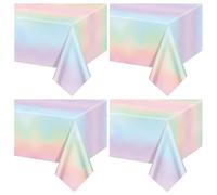 AJINXIN 4 Pcs Pastel Tablecloths, 130 x 220 cm Disposable Rainbow Table Cloths Gradient Pastel Tablecloths for Wedding Girl and Princess Party Baby Shower and Rainbow Birthday Party Decorations