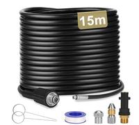Ajiteogy 15M Pressure Washer Hose Compatible with Karcher K Series K2-K7, High Pressure Drain Cleaning Kit with Jet & Rotating Nozzles and M22 Adapter - Sewer Pipe Blockage Cleaner（50FT）