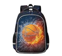 Ajiusmm Basketball Backpack for Boys Sports Travel Back Pack Lightweight Waterproof Kids BookBag for Elementary Middle School, Orange, M, Basketball