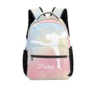 AJIUZI Custom Kids Backpack, Personalized Student School Bags for Boys & Girls, Bookbags for Travel Watercolor Gymnastics