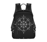 AJIUZI For Norse Viking Vegvisir Compass Goth Pentagram backpack bookbags casual laptop lightweight bag travel laptop daypack