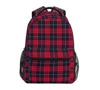 AJIUZI Red Black Tartan Plaid Laptop Backpack 16 Inch School Travel Bags Bookbag for Kids Boys Business