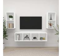 AJJHUUKI Home Items,Wall-mounted TV Cabinets 4 pcs White Engineered Wood,suit furniture