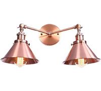 AJKKYFBI Wall Lamps Farmhouse Wall Light Fixture Bathroom Vanity Copper Rustic Wall Sconces Double Head 2-Light Industrial Wall Mount Lamp Funnel Shade for Bathroom Living Room Cafe Shop,Wall lamp wa
