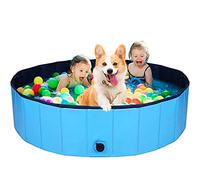 AJKMEI Dog Pool Foldable Dog Paddling Pool Large 80*20cm in Yard Garden Outdoor Non-Slip Durable PVC Pet Swimming Bathing Tub for Dog &Cat Swimming Playing Bathing